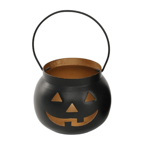 IRON HANGING PUMPKIN T-LIGHT HOLDER (BLACK & GOLD)